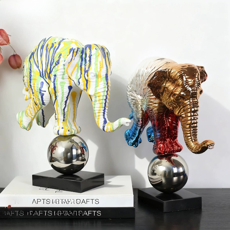 Resin Art For Anniversary Gift - Estatua de Elefante con Graffiti Colorido,